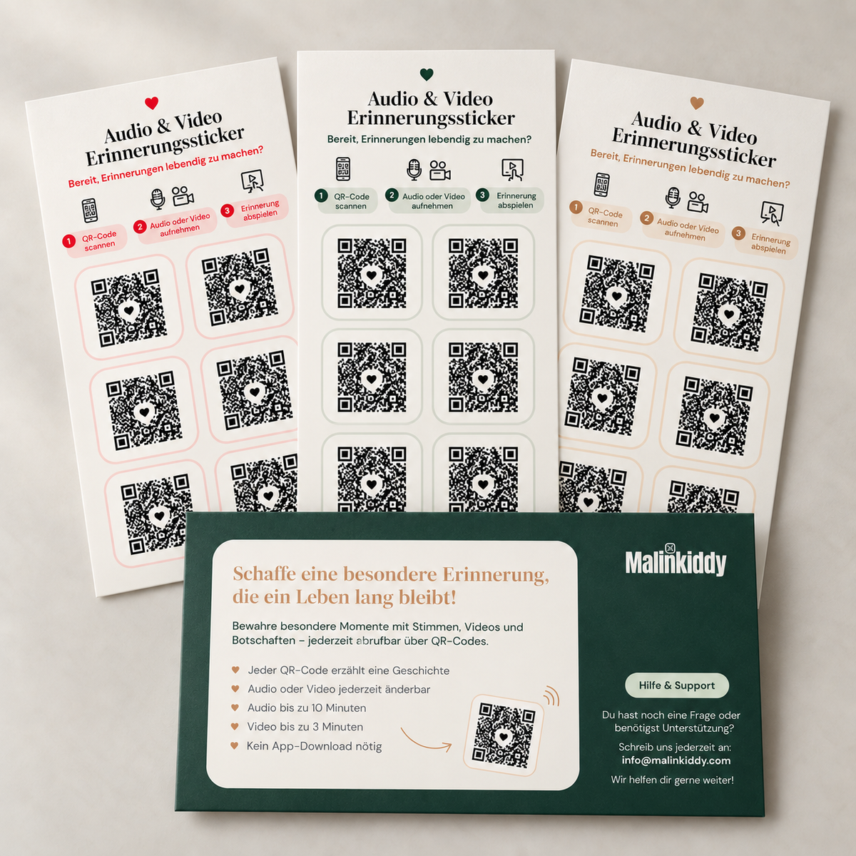 18 Bespielbare QR Code Sticker - Audio & Video Erinnerungen fürs Leben
