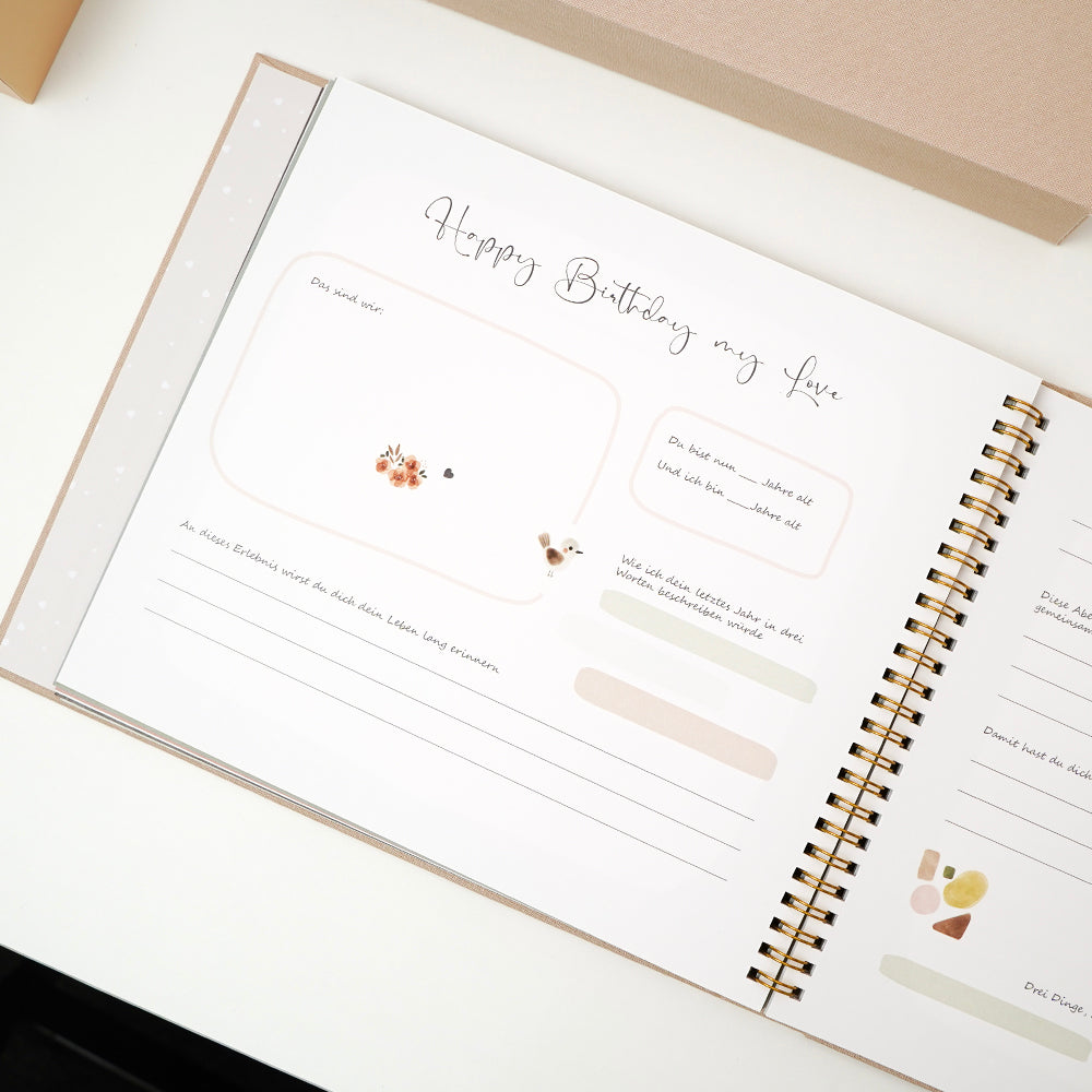 Happy Birthday my Love Premium Leinen mit Slipbox - 18 Jahre & 18 Briefe Erinnerungsbuch