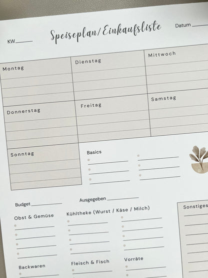 Speiseplan & Einkaufsliste