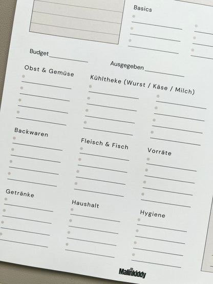 Speiseplan & Einkaufsliste