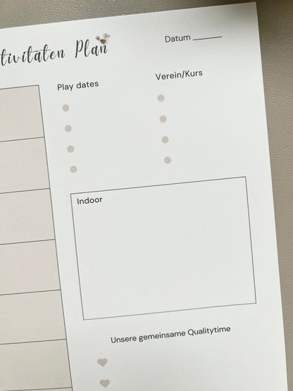 Aktivitäten Plan