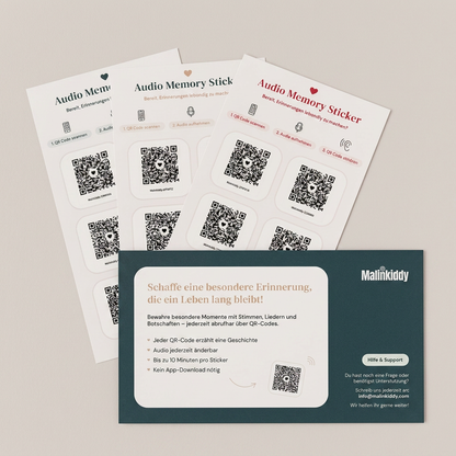 NEU : 18 Bespielbare QR Code Sticker - Audio-Erinnerungen fürs Leben